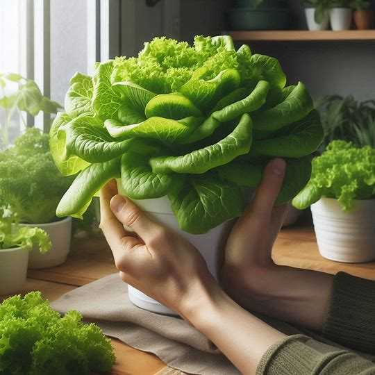 Laura colhendo alface hidropônica em casa