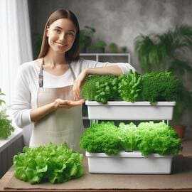 Pessoa colhendo alface